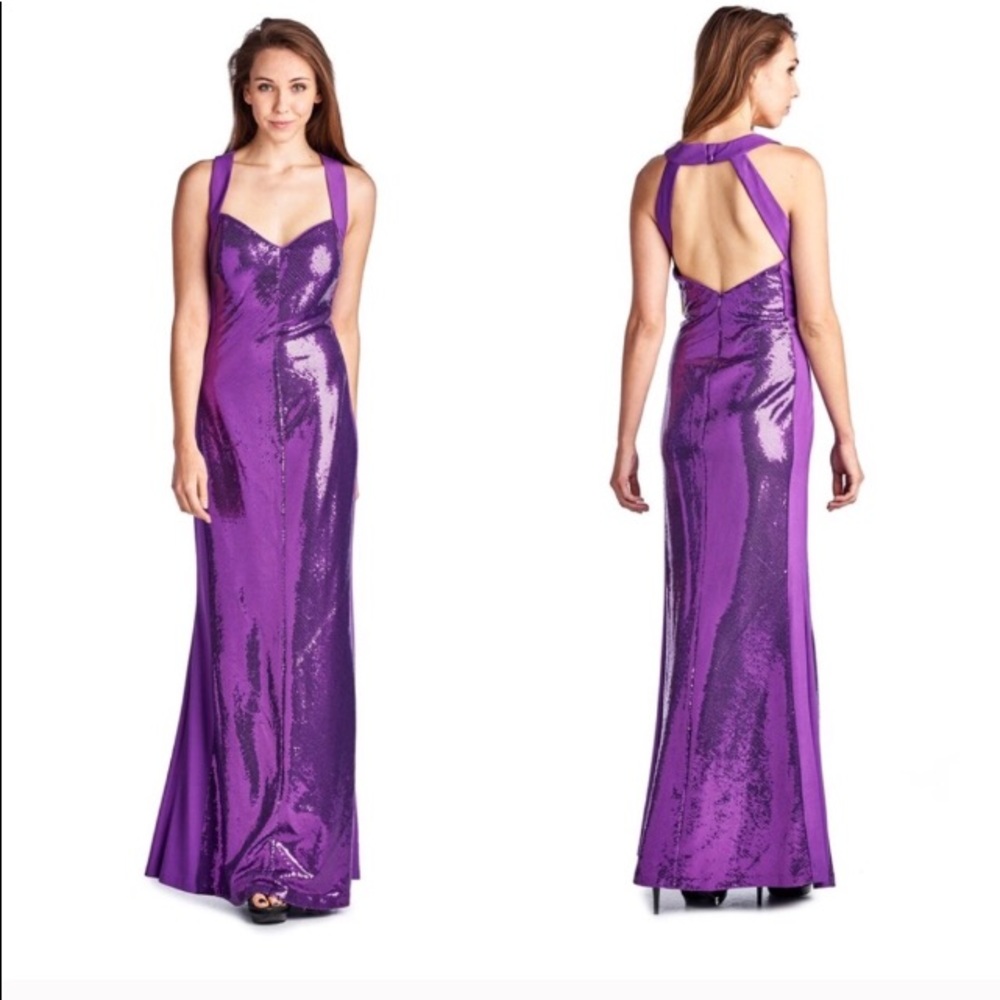 Purple sequin evening gown
